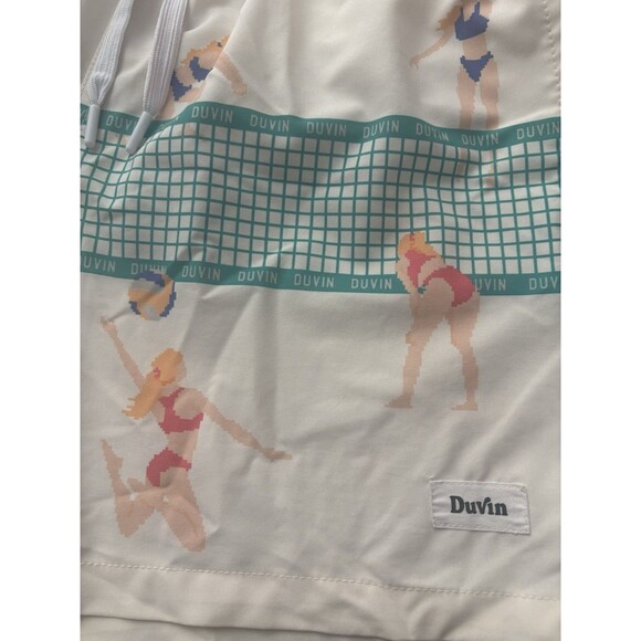 Duvin Swim Trunks Mens Size Large 4” Beach Volleyball Swimsuit Lined Drawstring - Picture 2 of 14